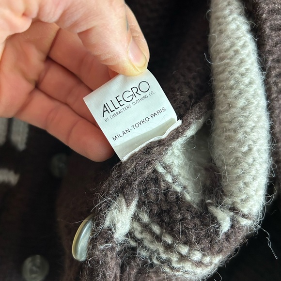 Vintage 60s 70s Grandpa Boho Brown and Cream Cardigan Medium - Picture 4 of 15